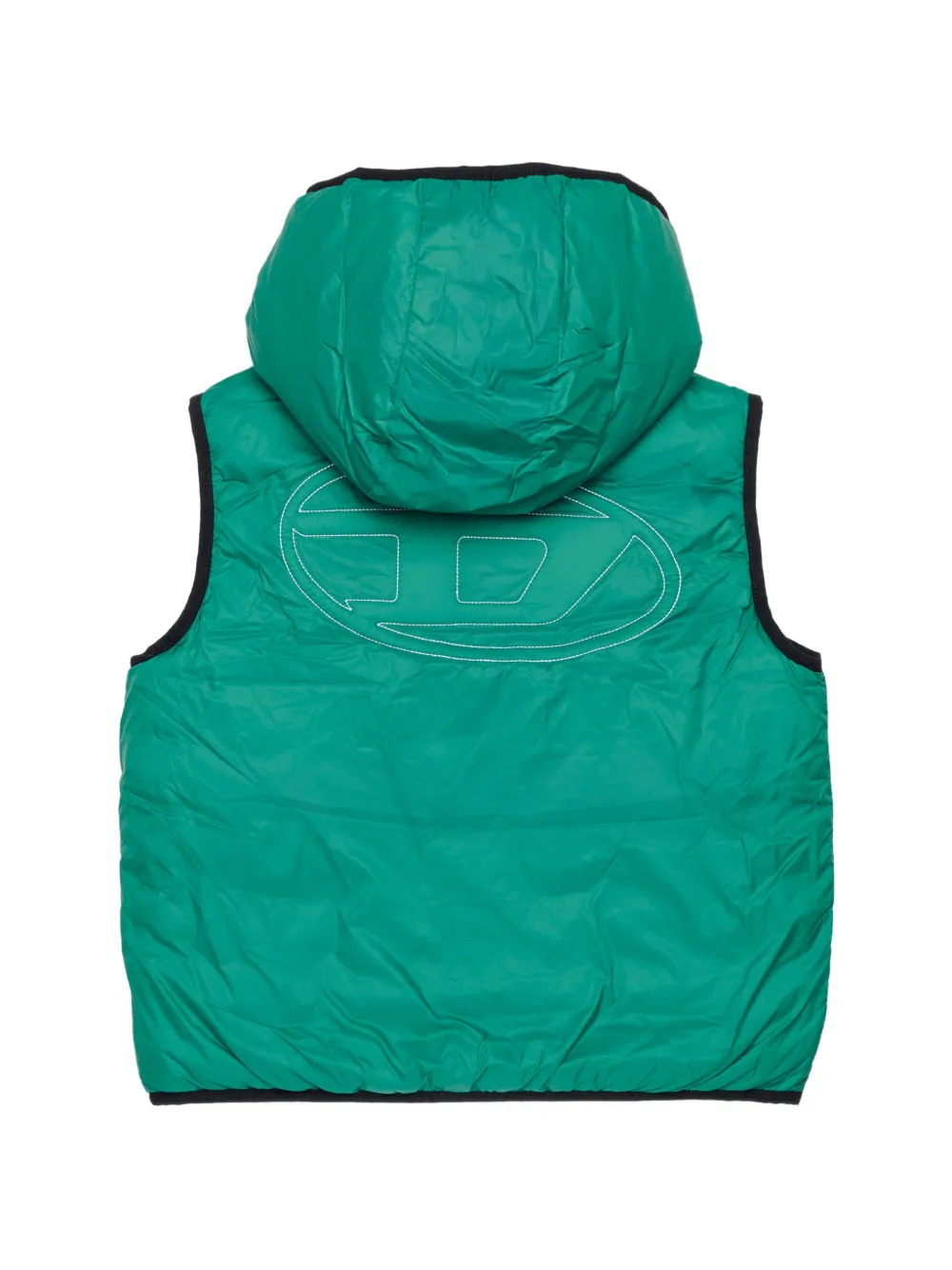 Diesel Kids Gewatteerde nylon bodywarmer met capuchon Groen