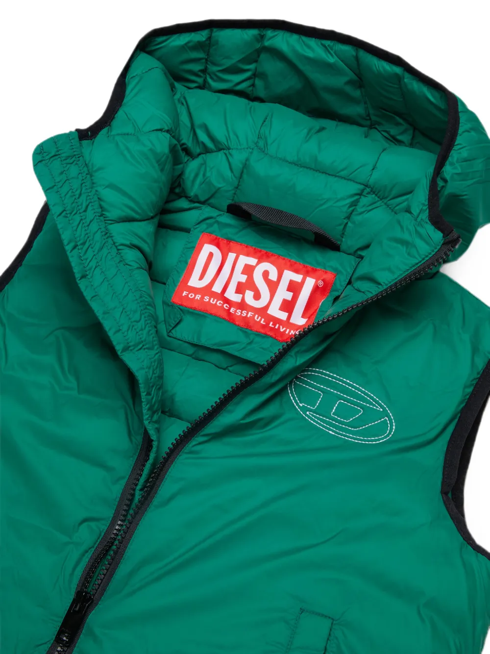 Diesel Kids Gewatteerde nylon bodywarmer met capuchon Groen