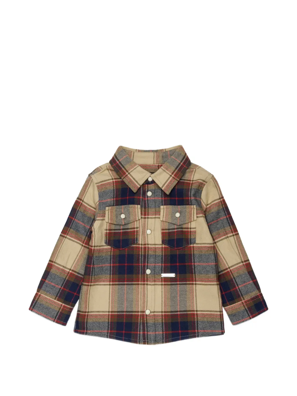 DSQUARED2 KIDS Kariertes Hemd mit Logo-Schild - Nude