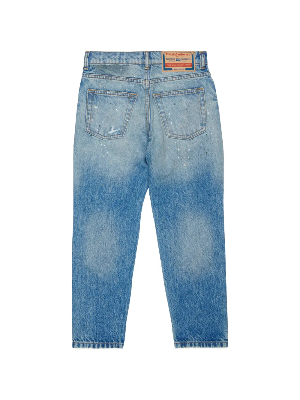 Diesel Kids D-Lucas gerafelde jeans met verfspatten Blauw