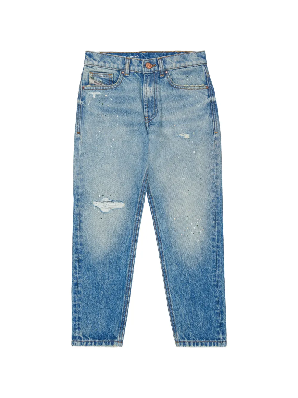 Diesel Kids D-Lucas paint-splatter distressed jeans - Blu