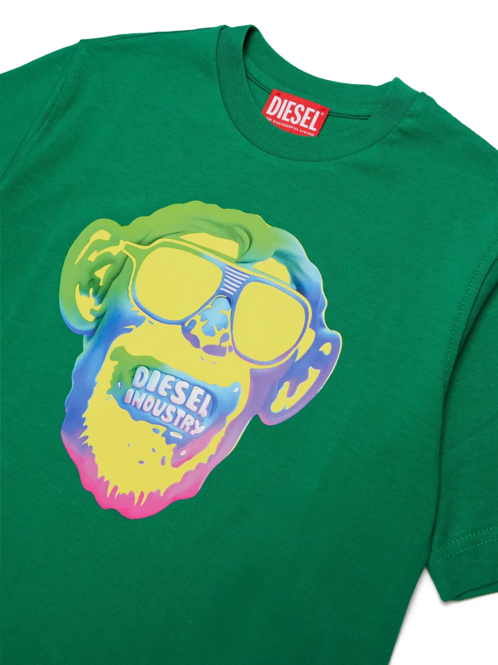 Diesel Kids T-shirt met grafische print Groen