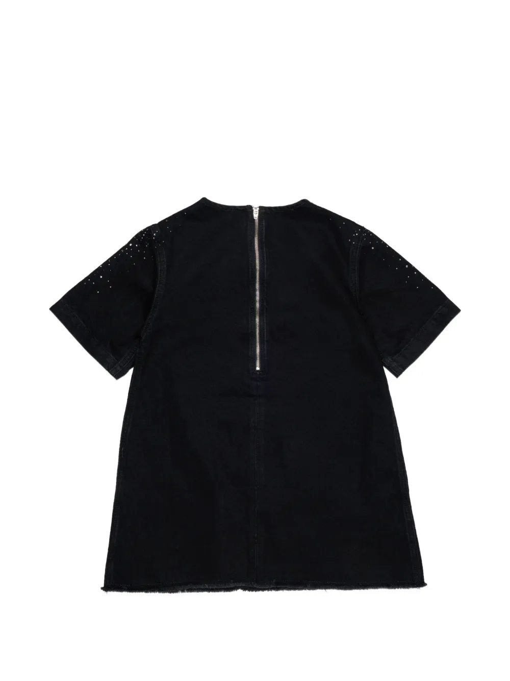 Diesel Kids Gerafelde jurk verfraaid met studs Zwart