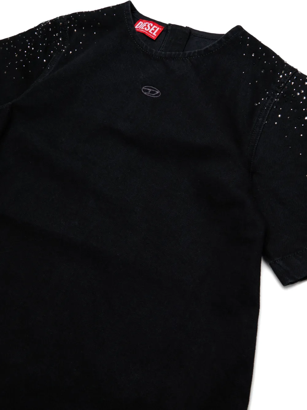 Diesel Kids Gerafelde jurk verfraaid met studs Zwart