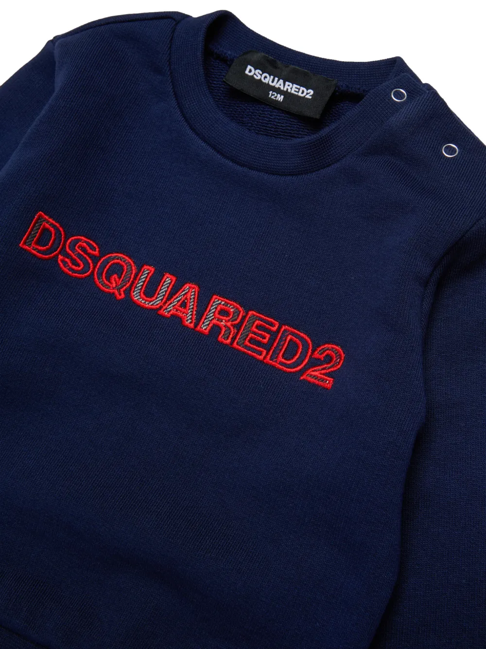 DSQUARED2 KIDS Sweater met geborduurd logo en schouderknoop Blauw