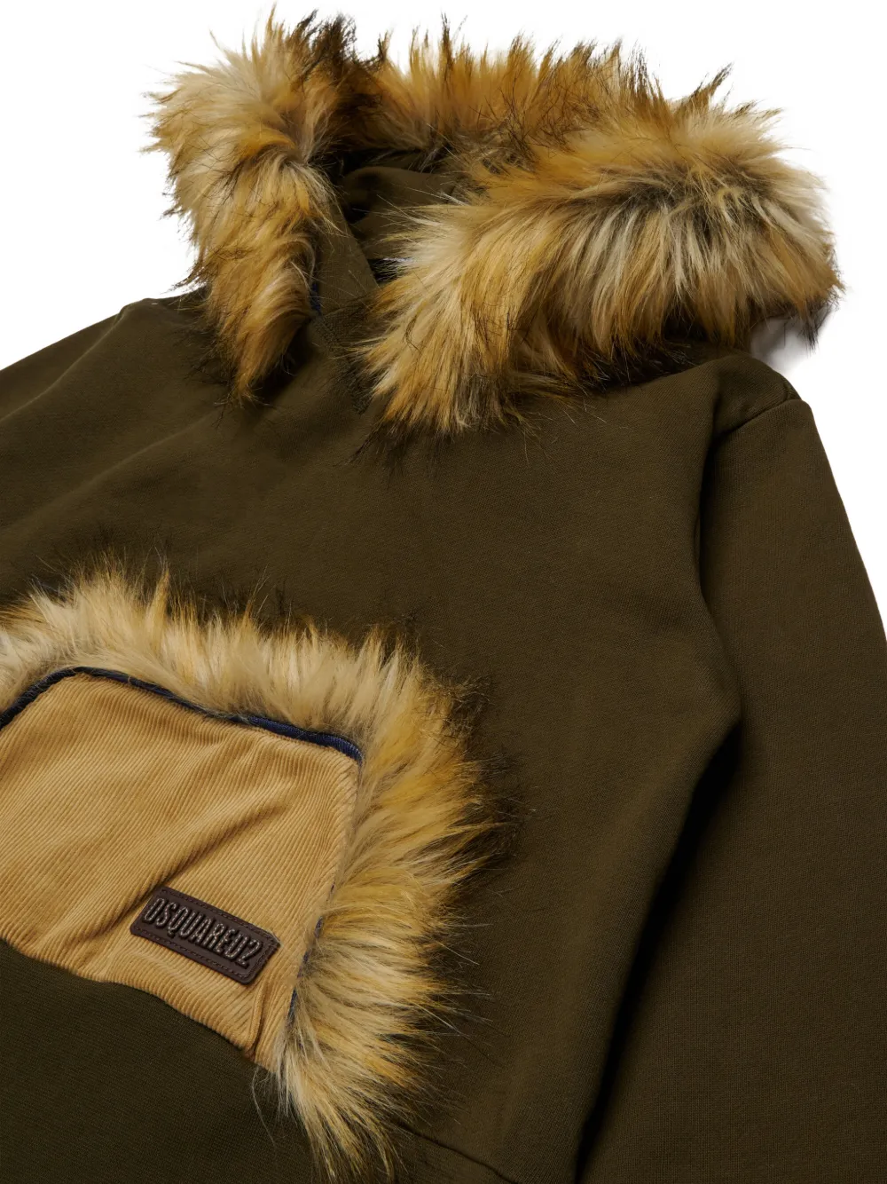 DSQUARED2 KIDS Hoodie met ribfluwelen zak Groen