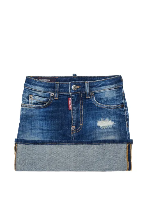 DSQUARED2 KIDS falda con efecto envejecido y dobladillo vuelto
