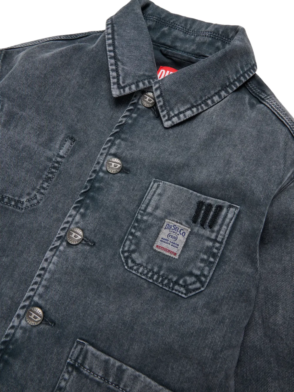 Diesel Kids Spijkerjack met geborduurd logo Grijs