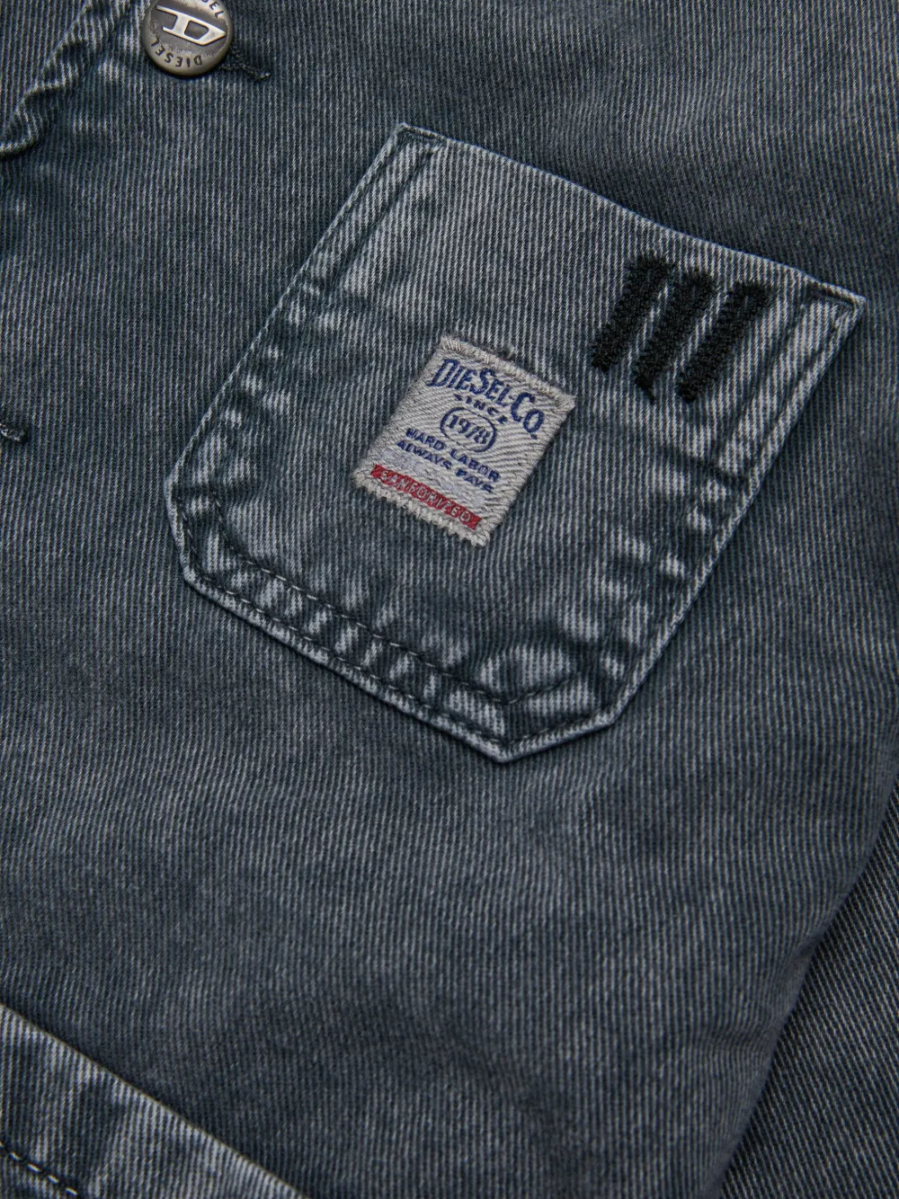 Diesel Kids Spijkerjack met geborduurd logo Grijs