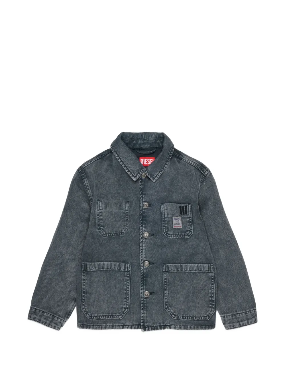 Diesel Kids Bomber denim con logo - Grigio