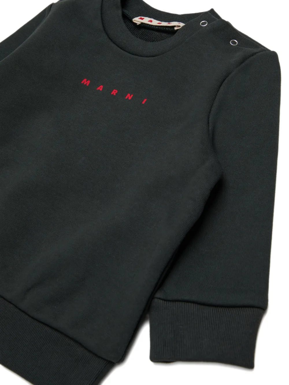 Marni Kids Sweater met logoprint en knopen op de schouders Zwart