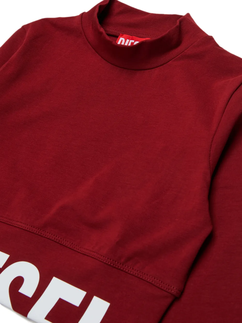 Diesel Kids Cropped T-shirt met logoprint Rood