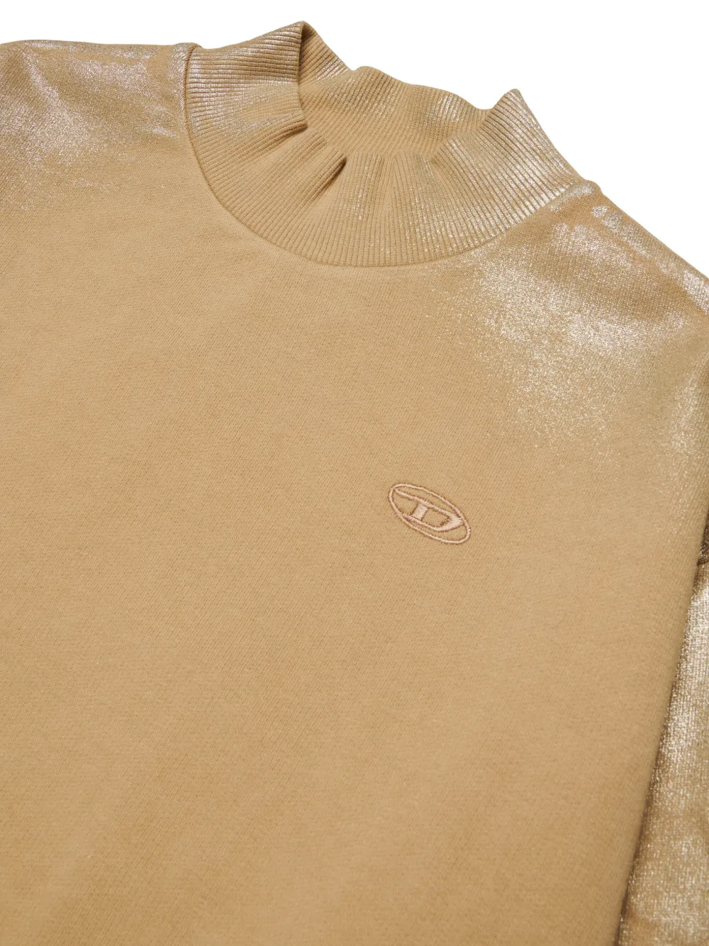 Diesel Kids Sweater met geborduurd logo en metallic-effect Beige