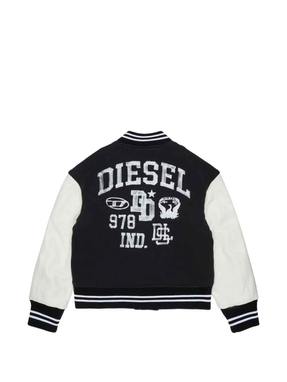 Diesel Kids logoprint bomberjack met contrasterende mouwen Zwart