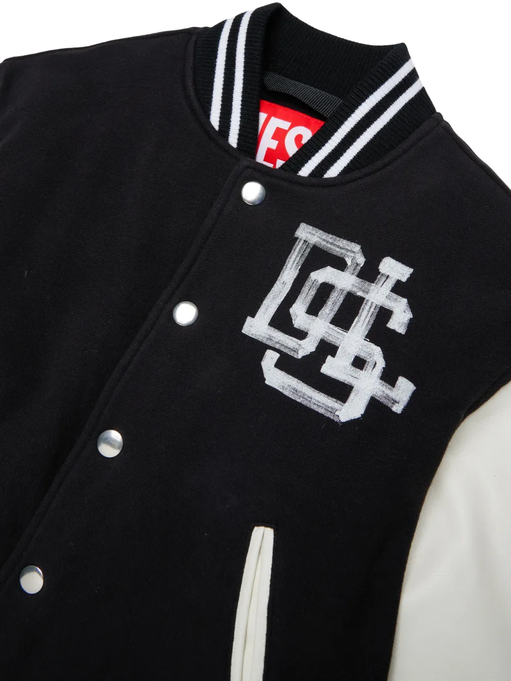 Diesel Kids logoprint bomberjack met contrasterende mouwen Zwart