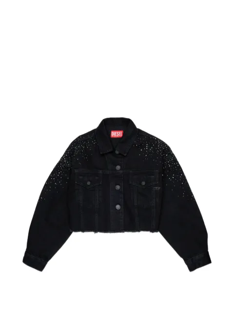 Diesel Kids rhinestone-embellished raw-cut denim jacket
