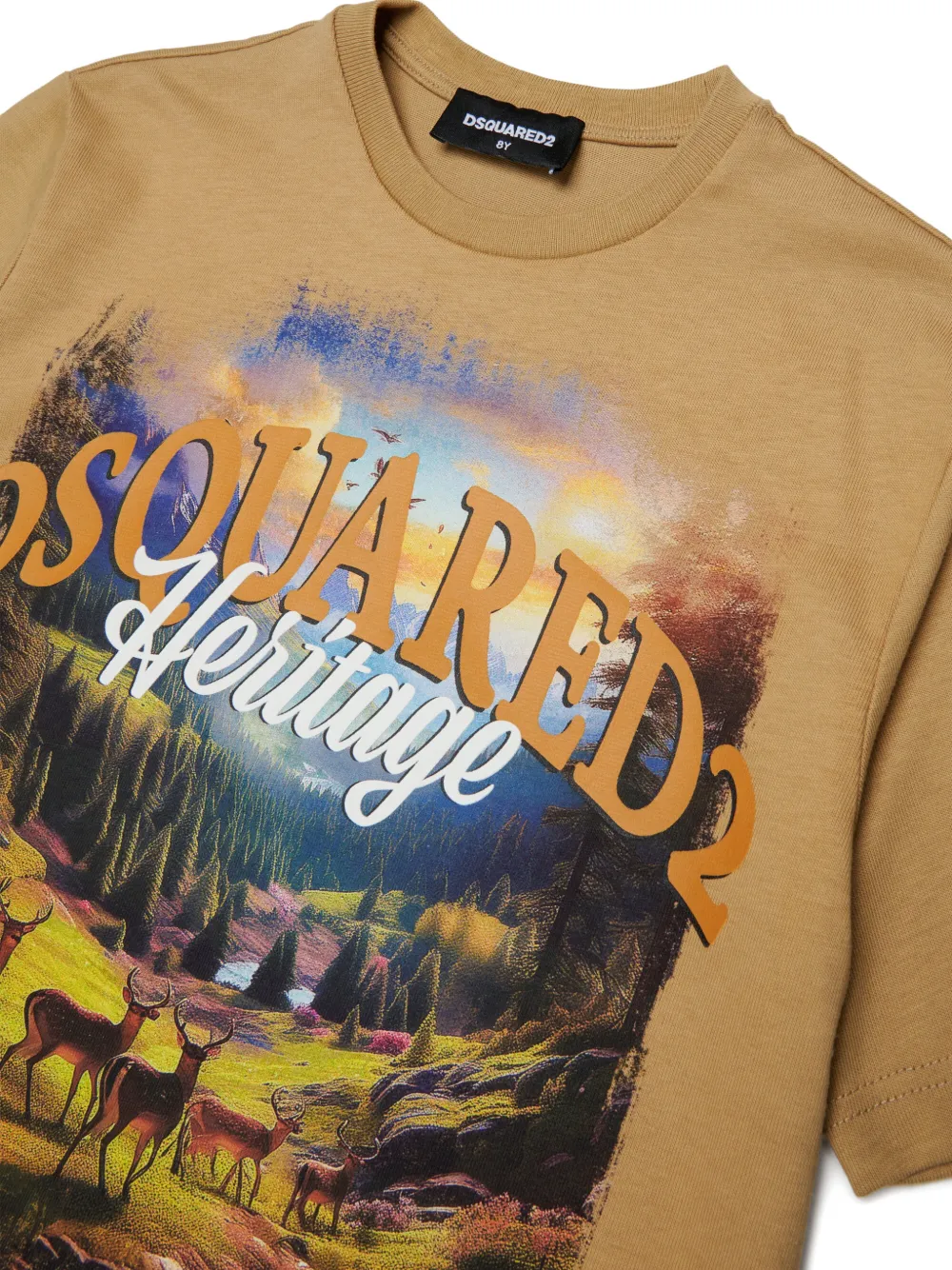 DSQUARED2 KIDS T-shirt met logoprint en logoprint Beige