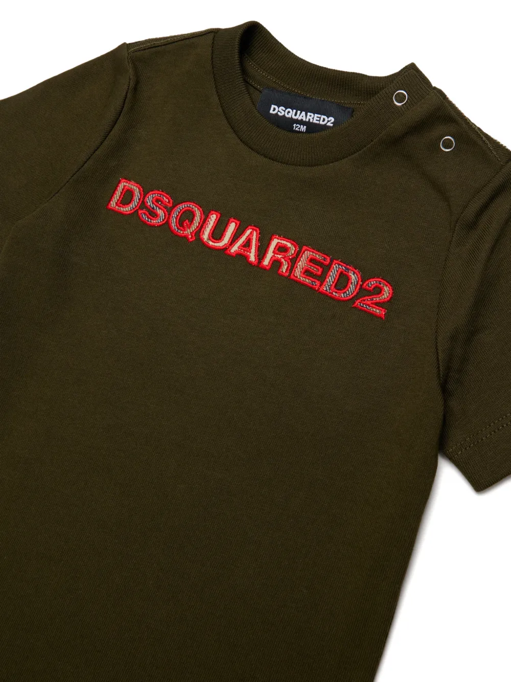 DSQUARED2 KIDS T-shirt met geborduurd logo en schouderknoop Groen