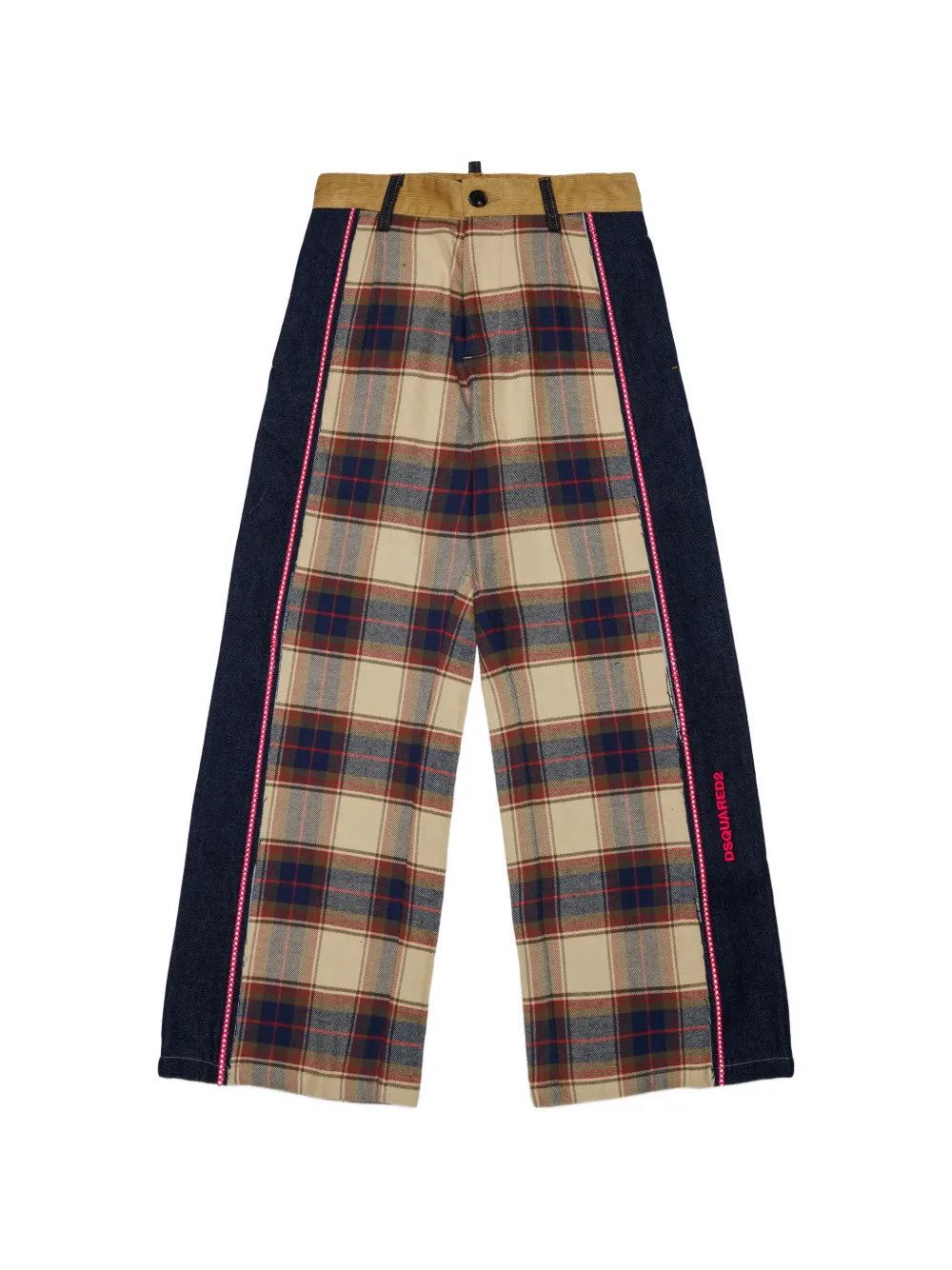 DSQUARED2 KIDS check panelled trousers - Blue