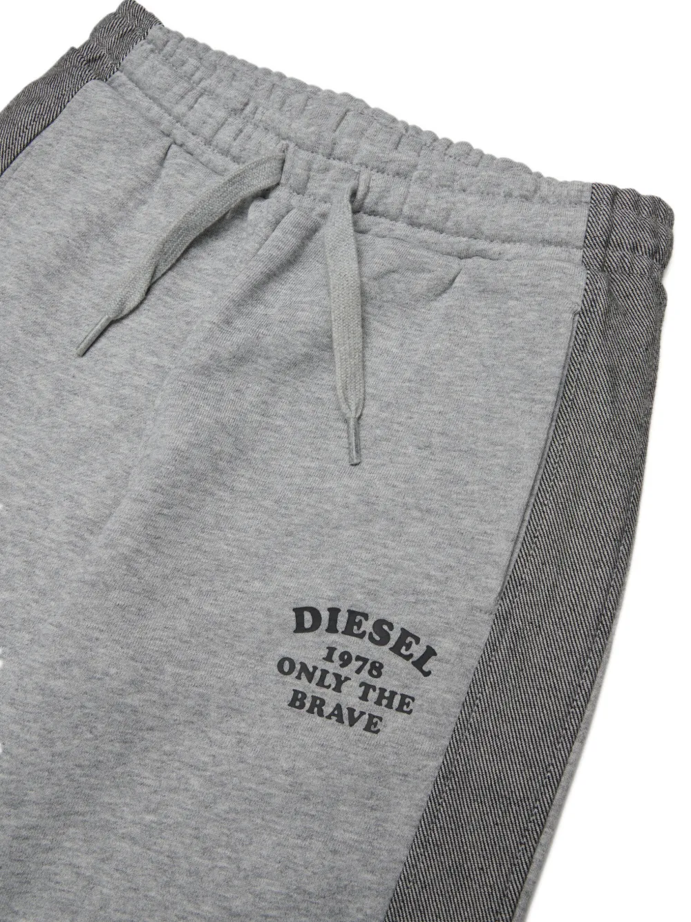 Diesel Kids Trainingsbroek met spijkerstofvlak en logoprint Grijs