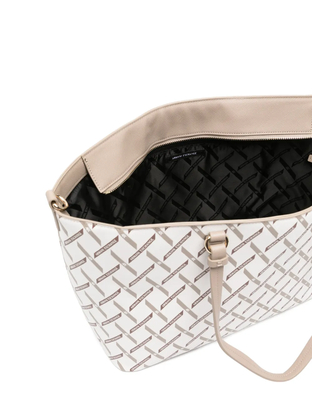 Armani Exchange Shopper met logoprint Beige