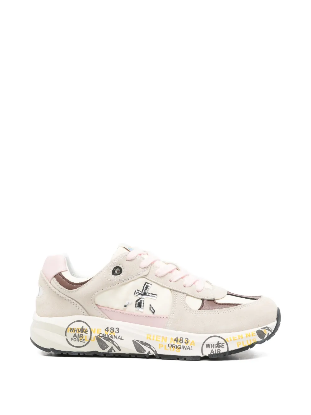 Premiata Kids Diva panelled logo-patch sneakers Beige