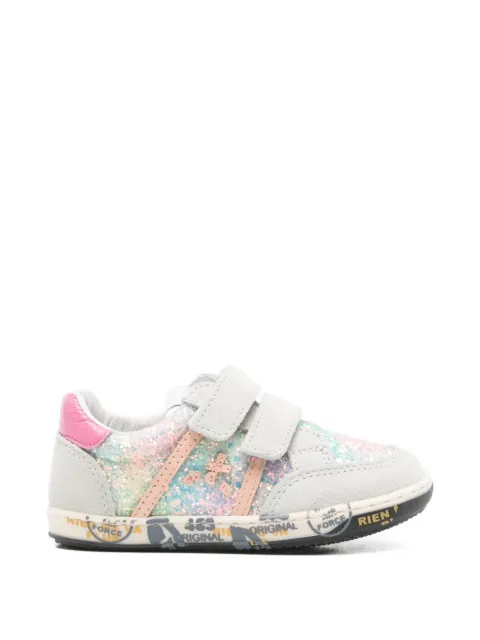 Premiata Kids Baby Wally glitter-embellished touch-strap sneakers