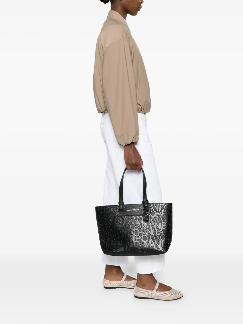 Armani Exchange Shopper met logo-reliëf Zwart