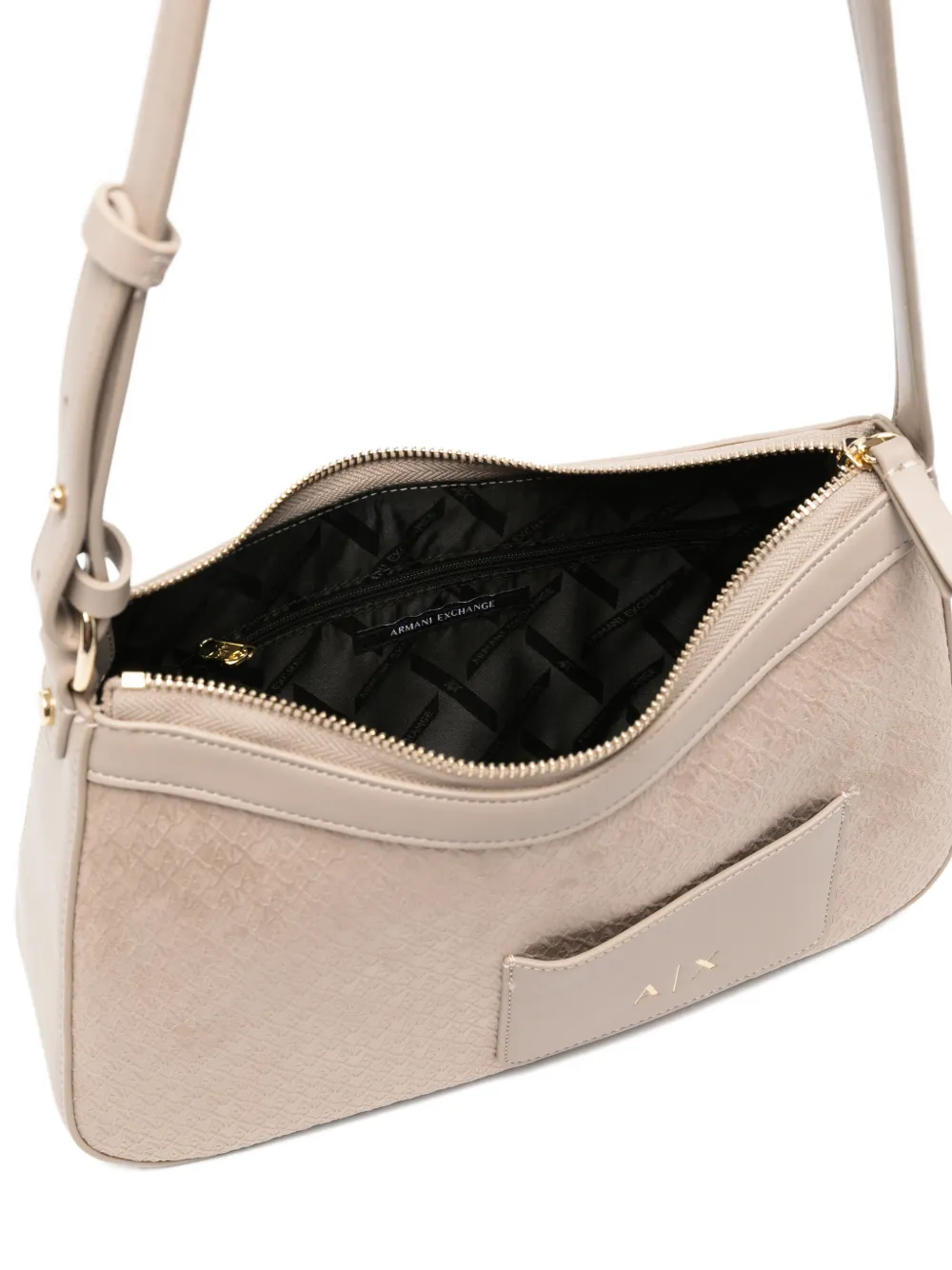 Armani Exchange Schoudertas met logo-reliëf Beige