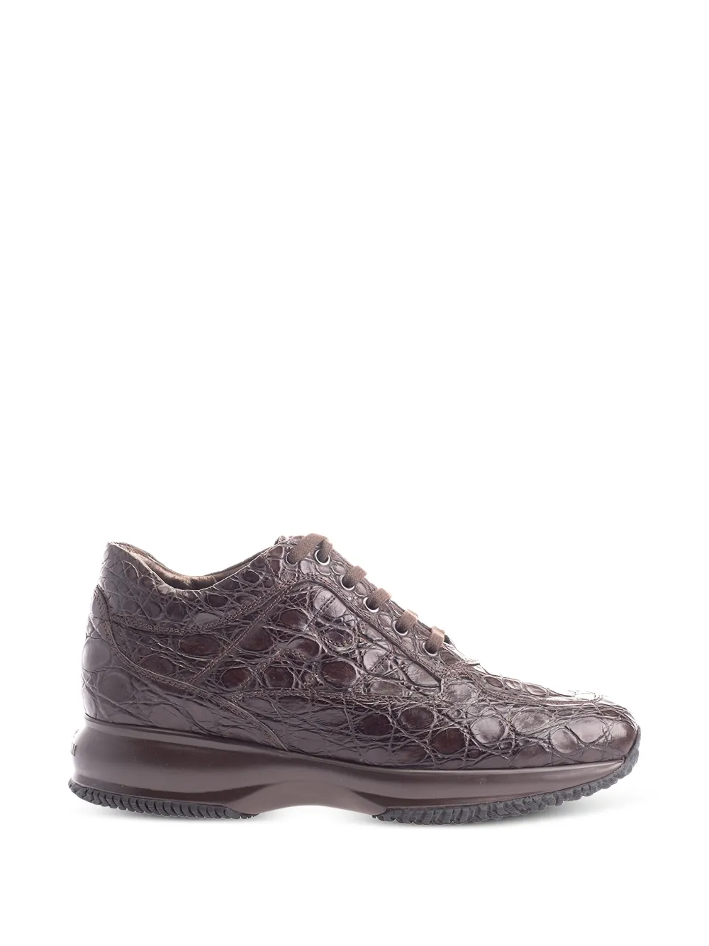 Hogan crocodile-effect leather sneakers - Marrone