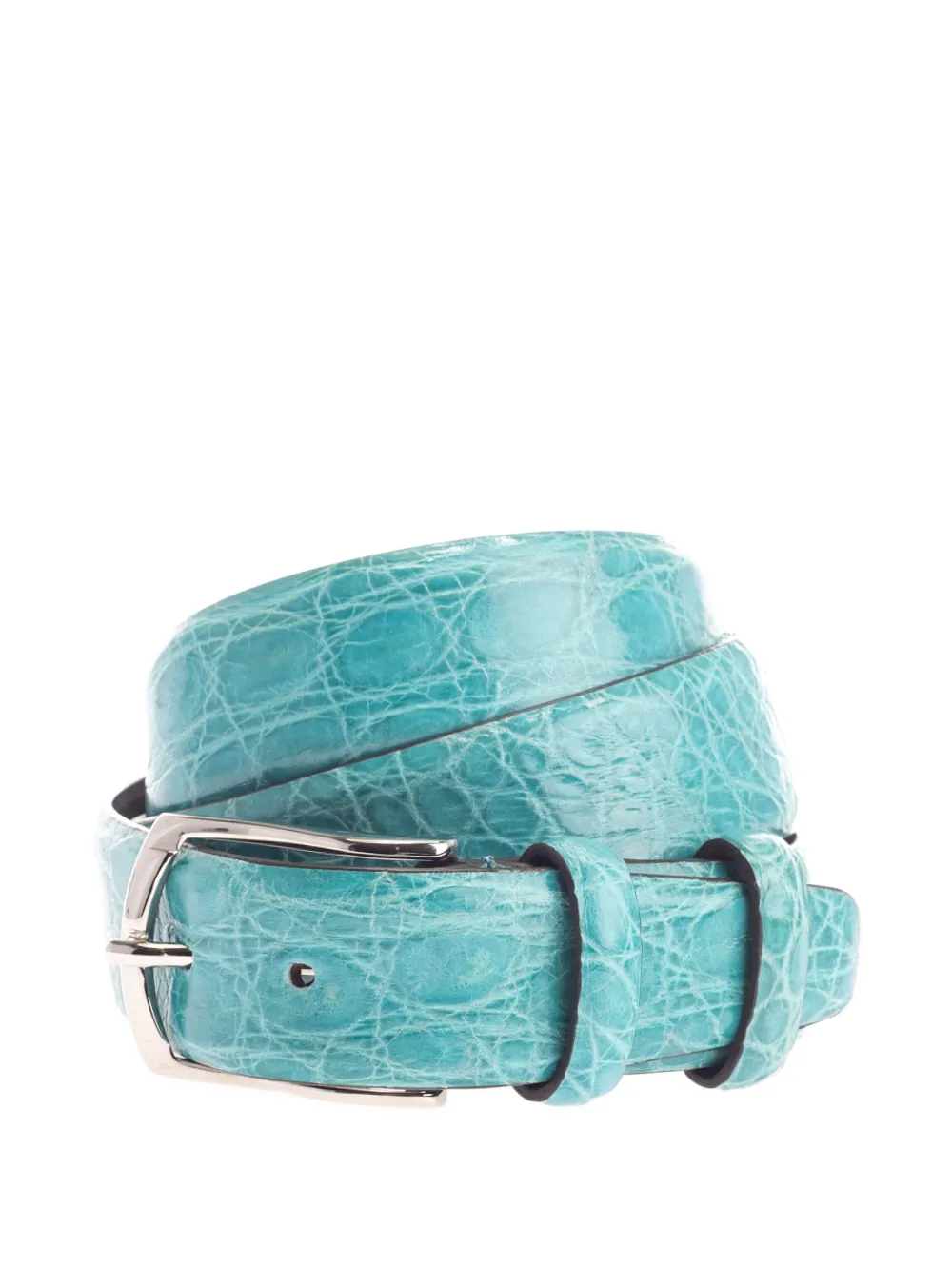 D'amico crocodile-effect leather belt - Blau