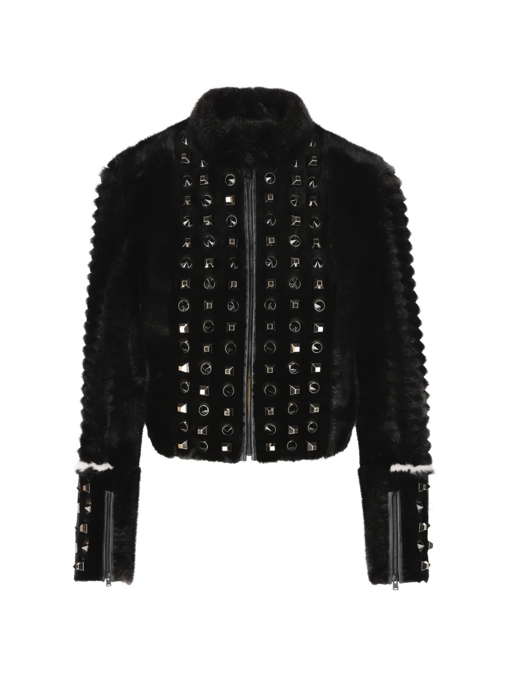 FENDI stud-embellished faux-fur coat - Nero