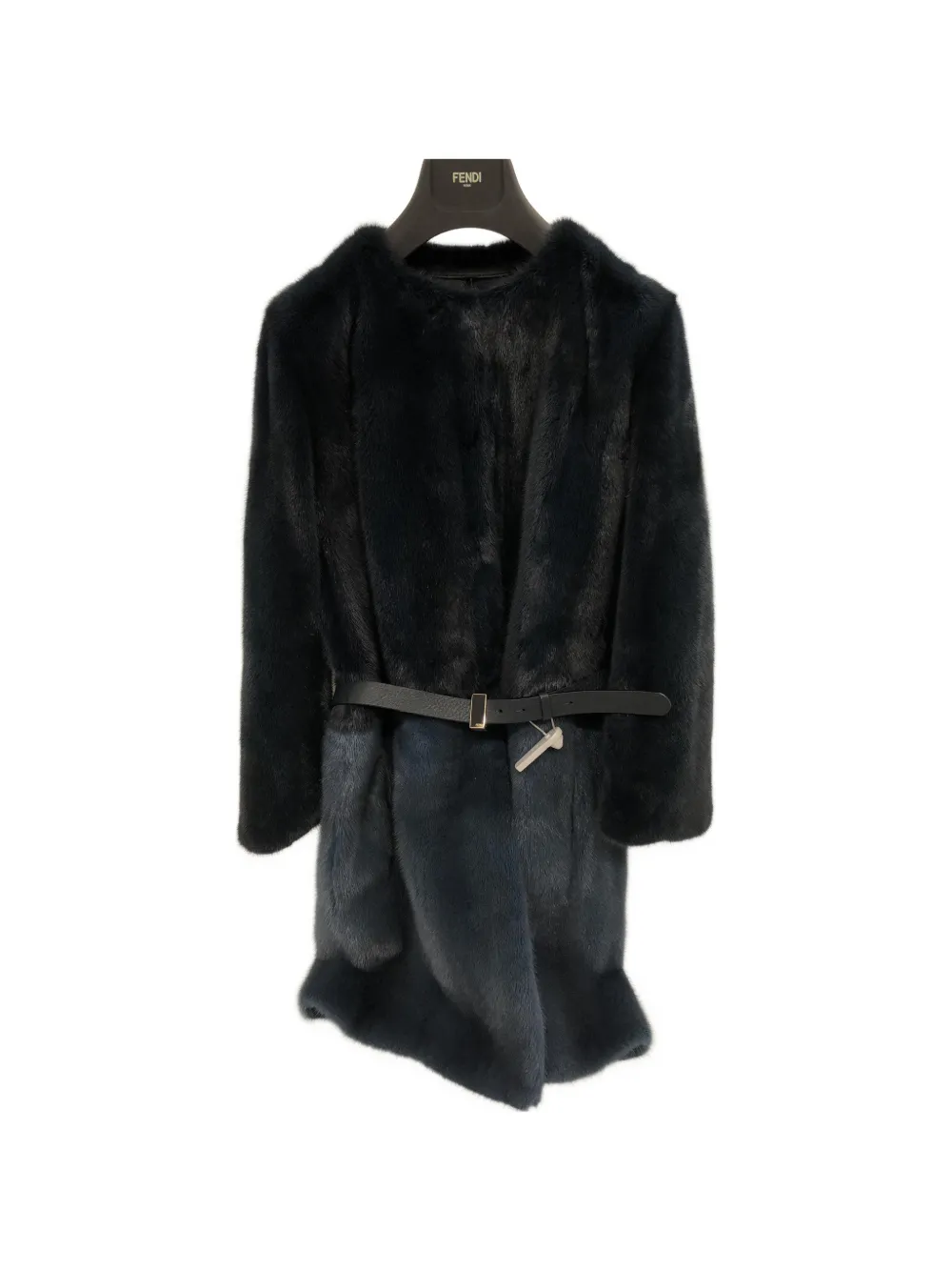 FENDI belted faux-fur coat - Blu