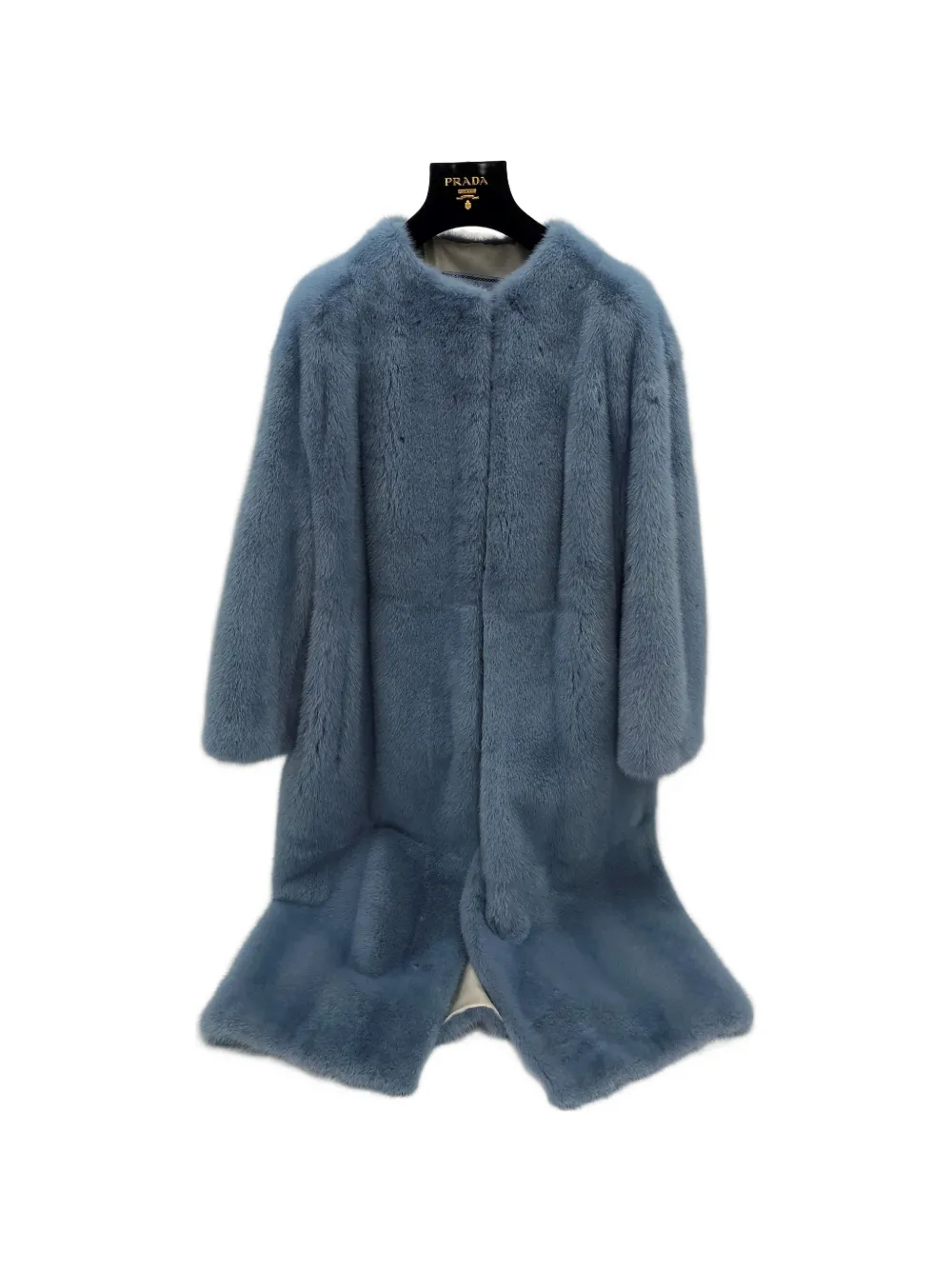 Prada faux-fur collarless coat - Blu