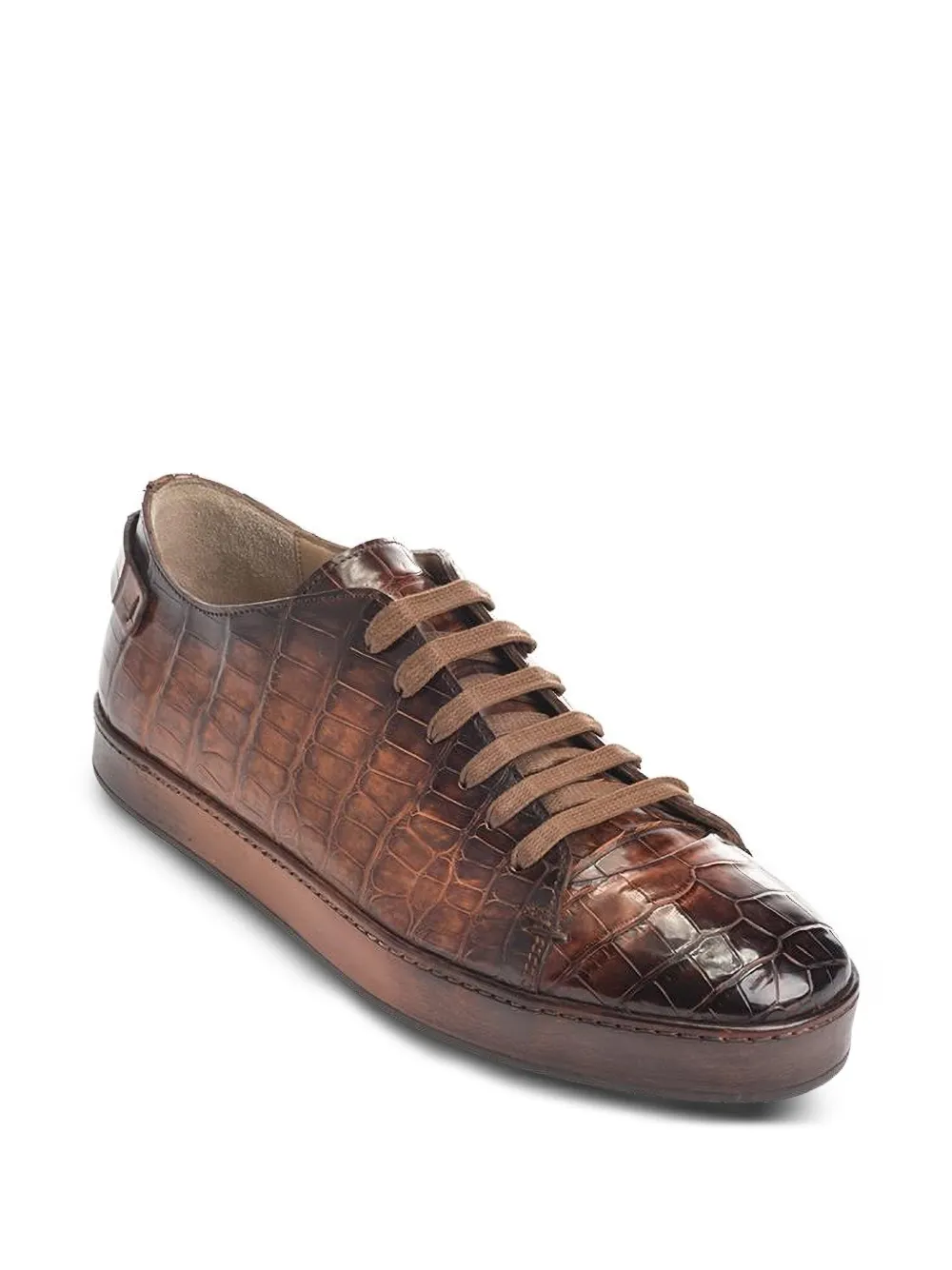 Santoni crocodile-effect lace-up sneakers Bruin
