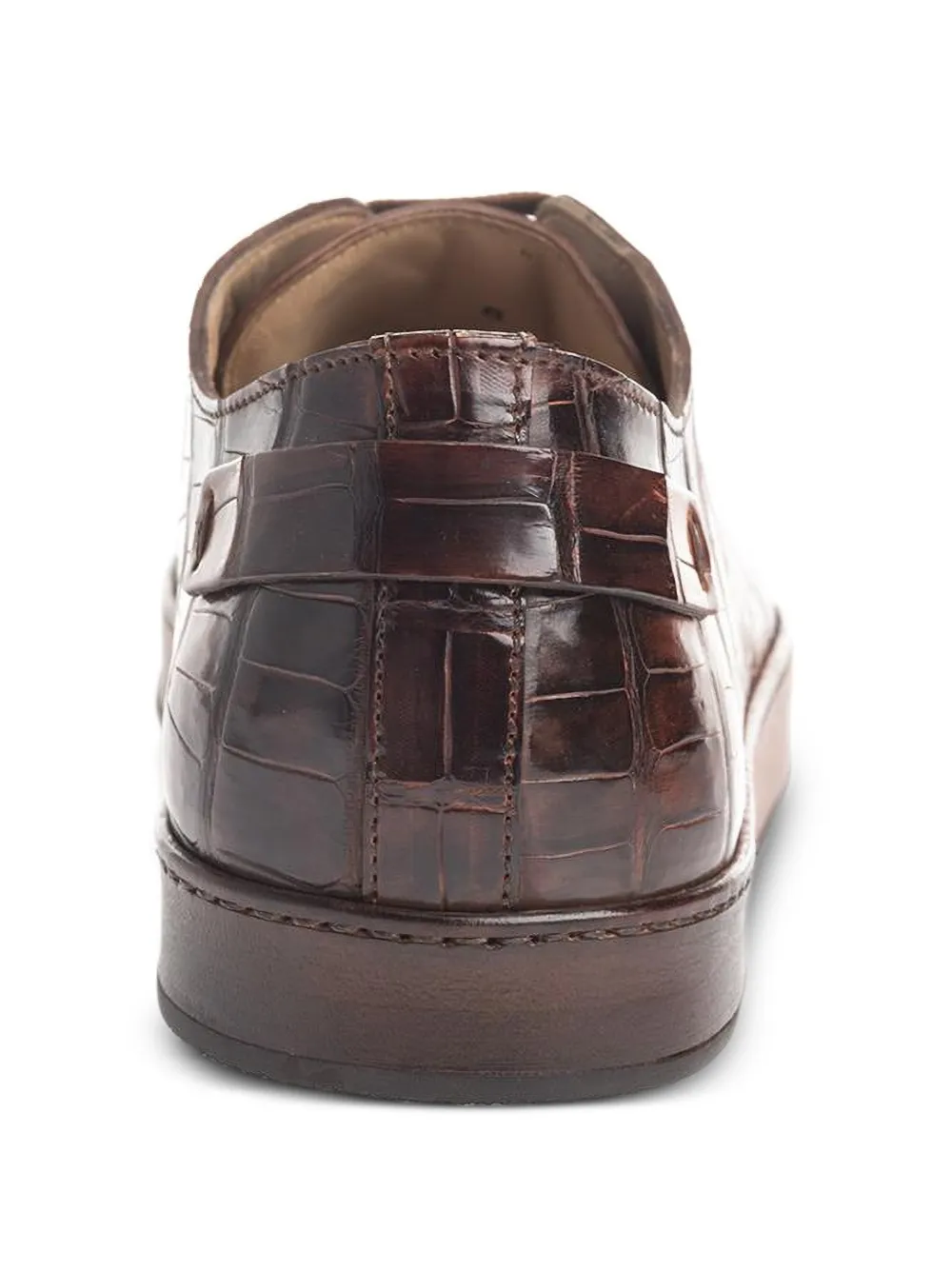 Santoni crocodile-effect lace-up sneakers Bruin