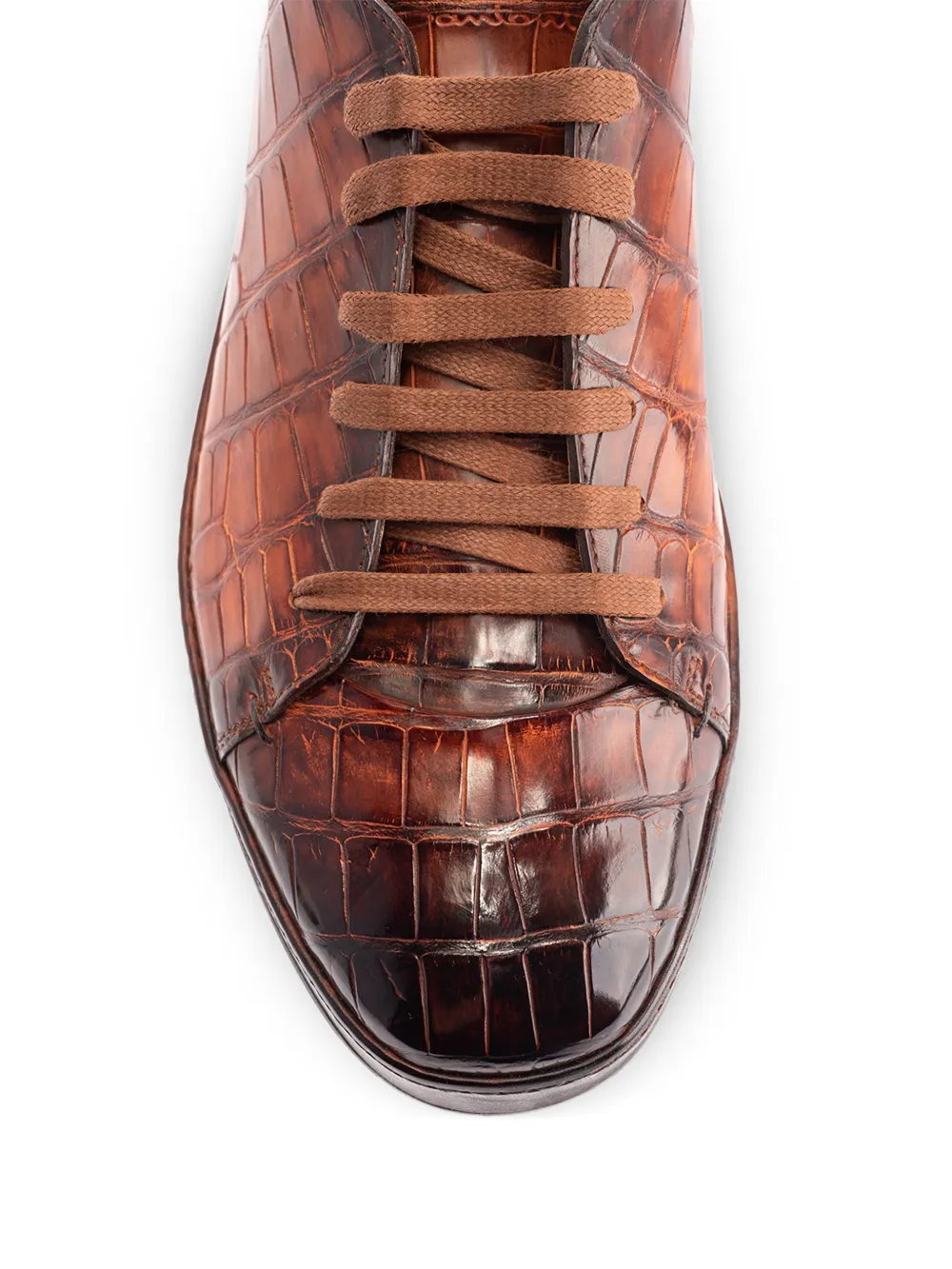 Santoni crocodile-effect lace-up sneakers Bruin