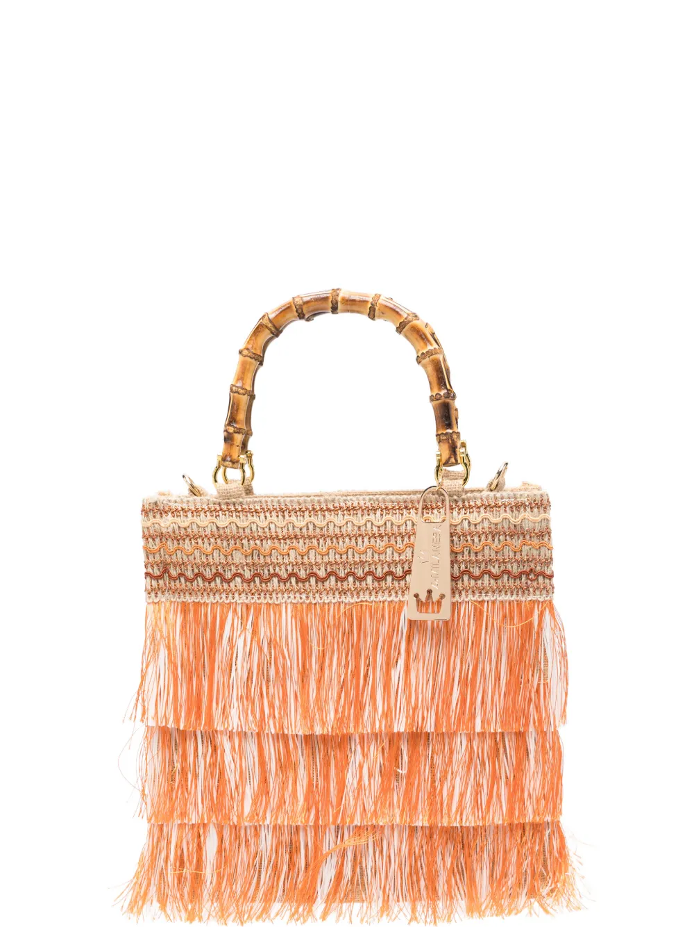 la milanesa small Orchidea bamboo-handle tote bag - Arancione