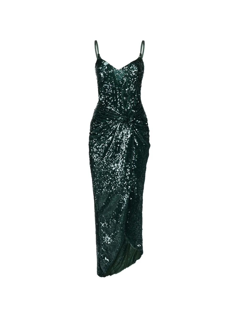 THE ARCHIVIA Long Sea sequin-embellished draped dress - Verde