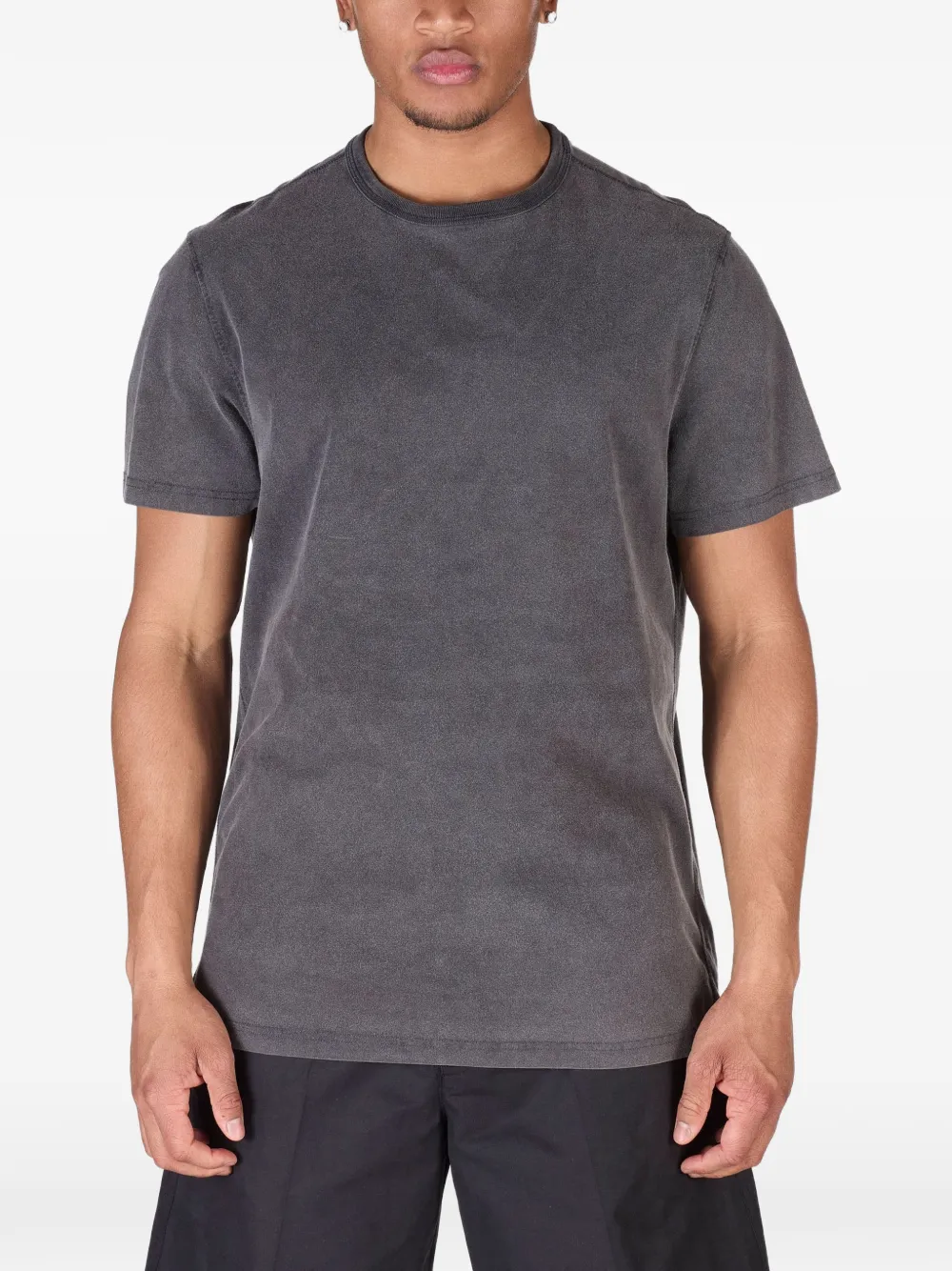 Ciaran Washed-effect Wave-print T-shirt In Black
