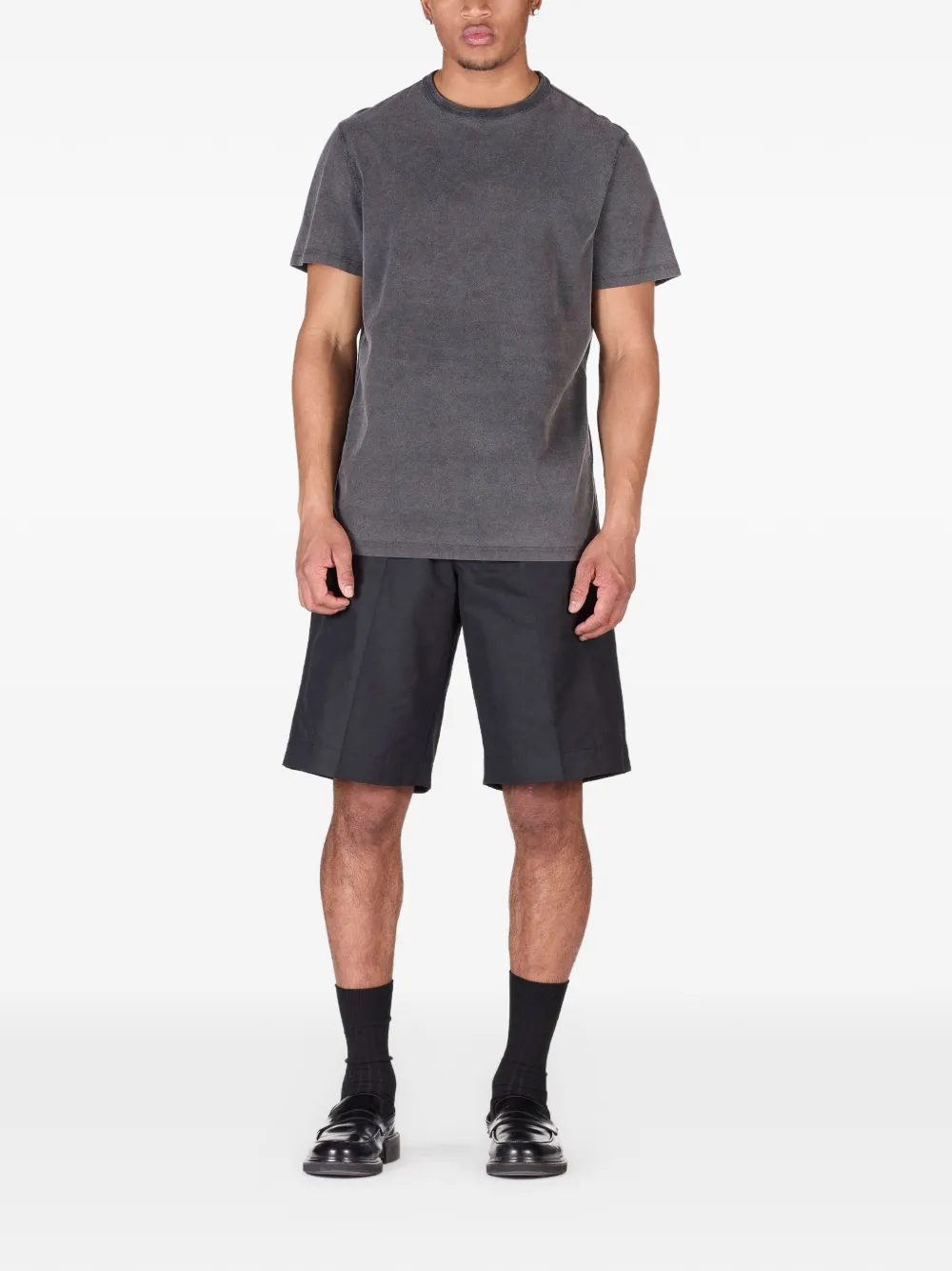 Ciaran Washed-effect Wave-print T-shirt In Black