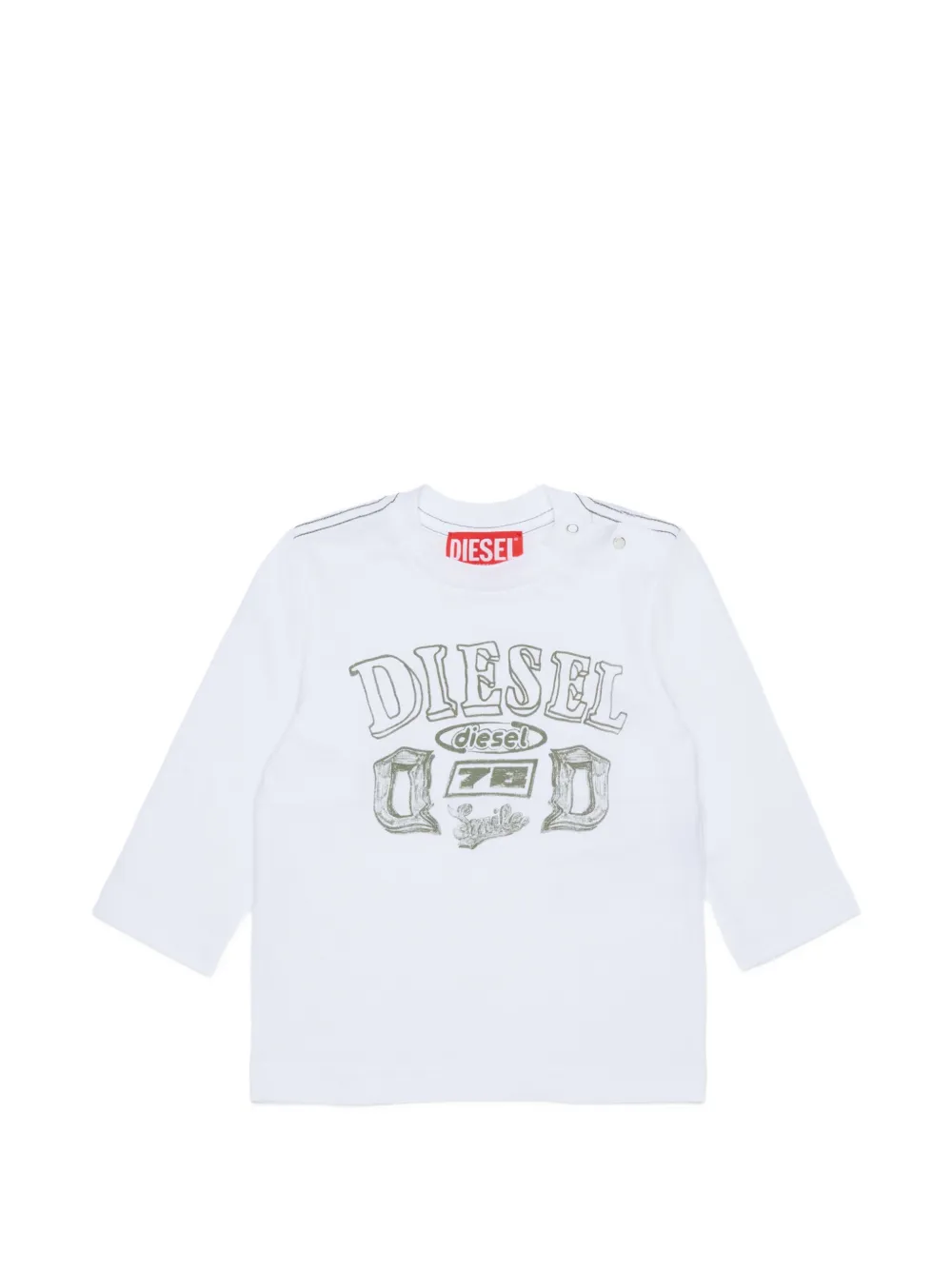 Diesel Kids T-shirt a maniche lunghe con logo - Bianco