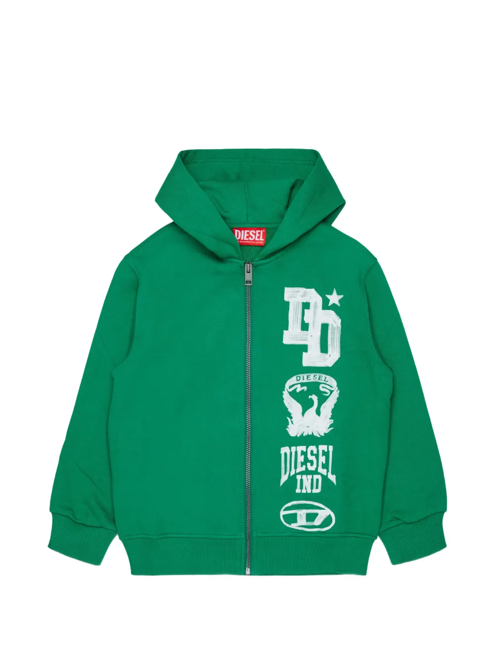 Diesel Kids Kapuzenjacke mit Logo-Print - Grün