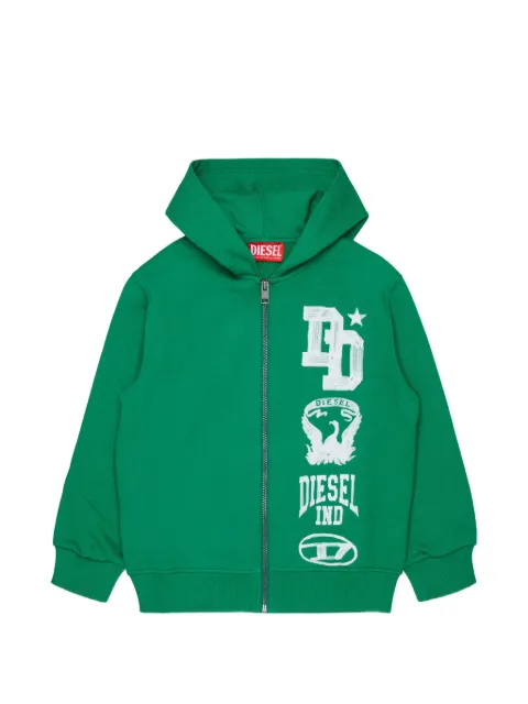 Diesel Kids logo-print zip-up hoodie