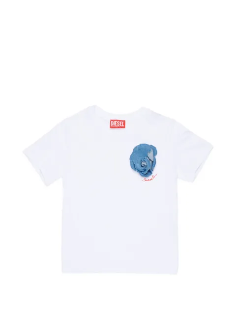 Diesel Kids T-shirt with denim rose appliqué