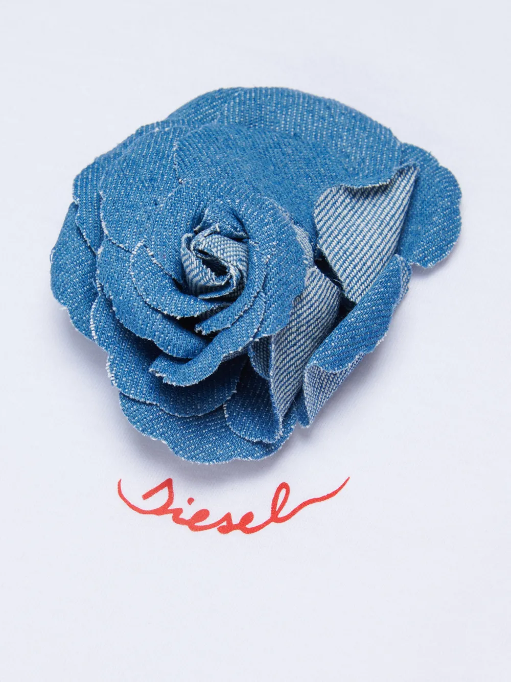 Diesel Kids T-shirt with denim rose appliqué