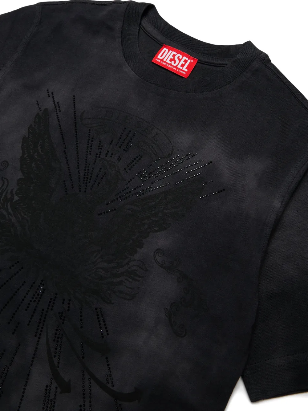 Diesel Kids Katoenen T-shirt met logoprint Grijs