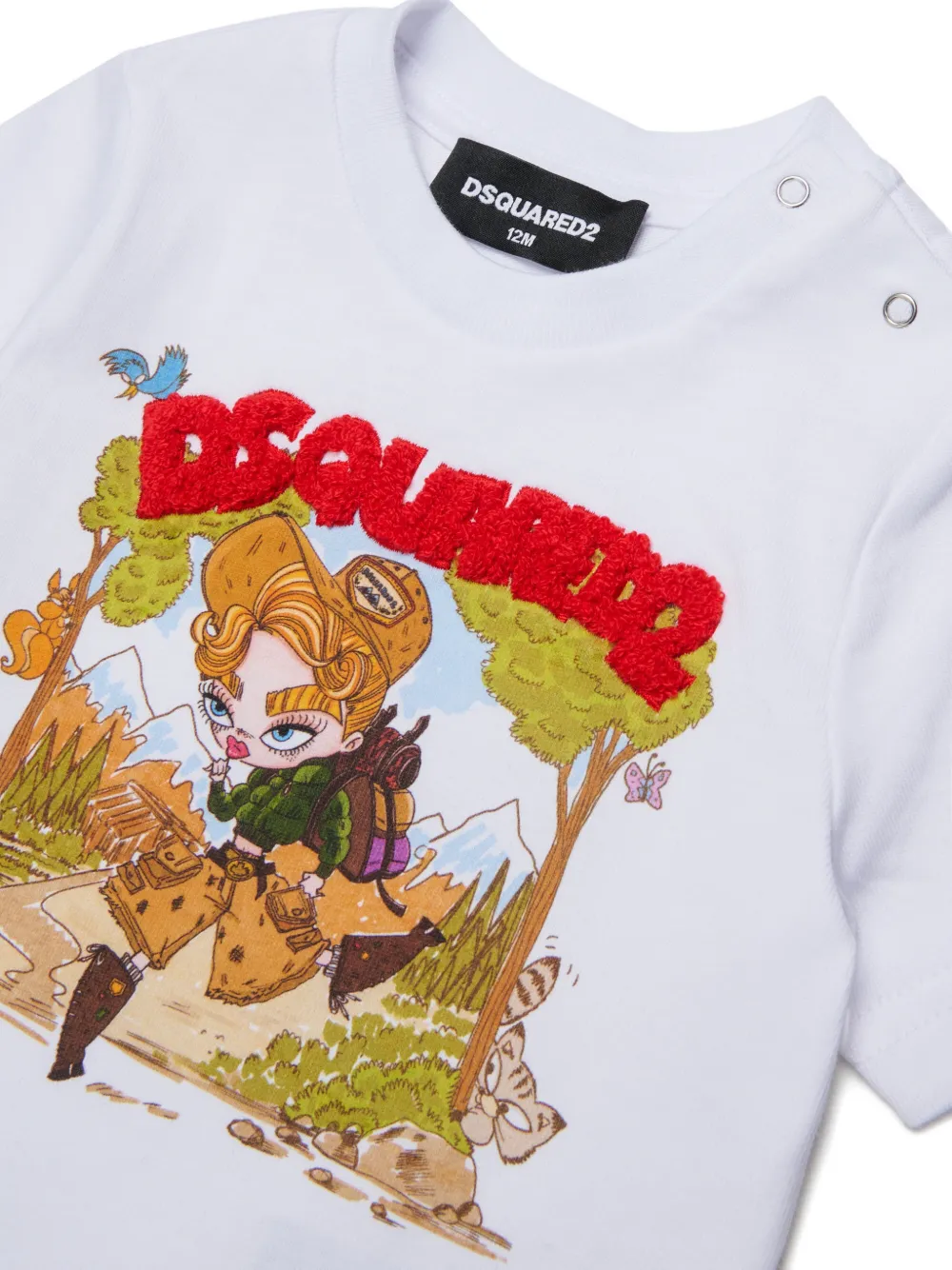 DSQUARED2 KIDS logopatches T-shirt met stripprint Wit