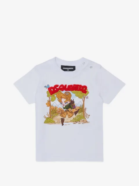 DSQUARED2 KIDS cartoon-print logo-appliqué T-shirt