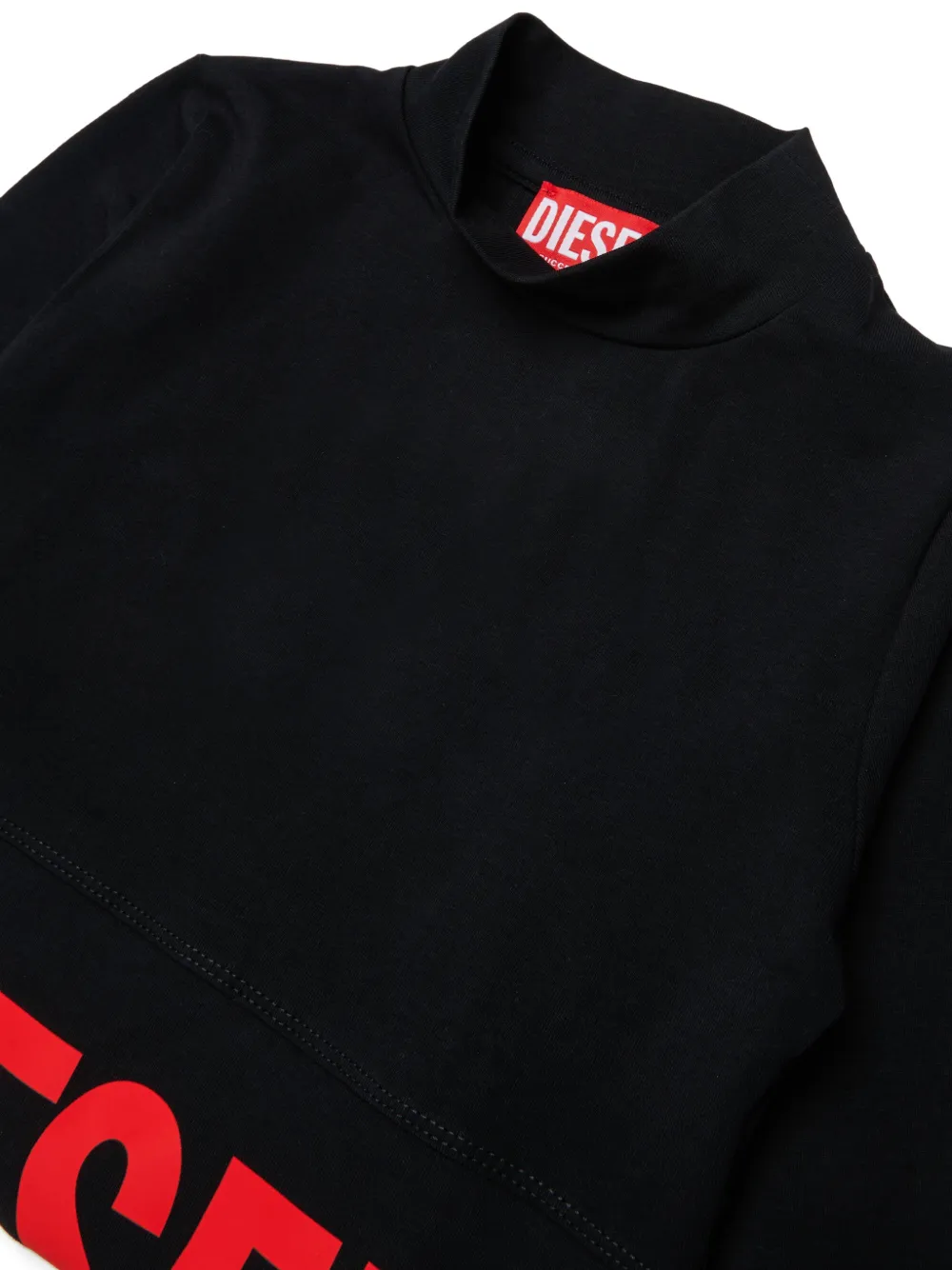 Diesel Kids Cropped T-shirt met logoprint Zwart